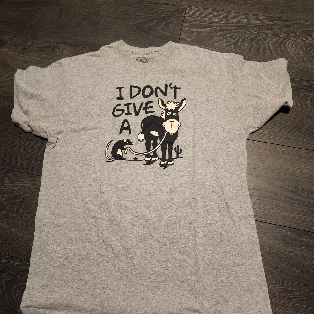 Gray Graphic T-Shirt with Cow Print